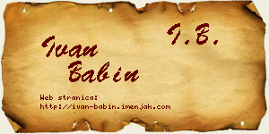 Ivan Babin vizit kartica